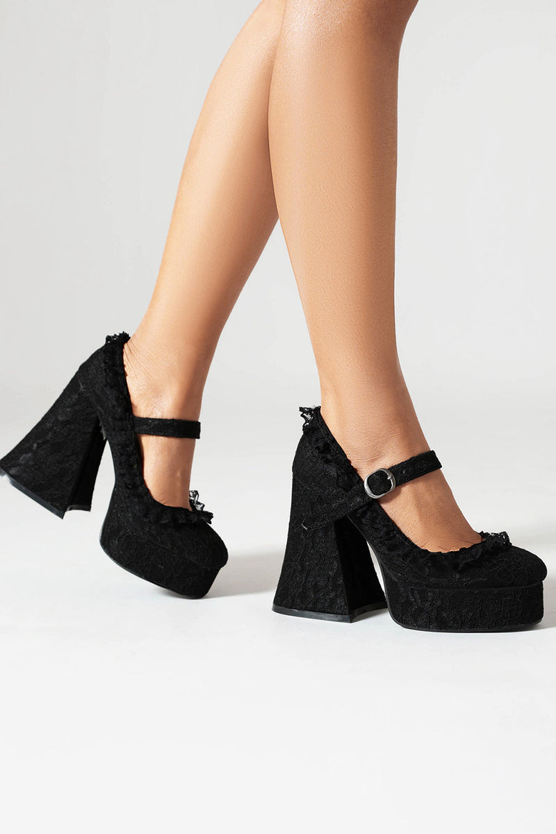Elegantes Plateauschuhe Damen Schwarz Ebenbild
