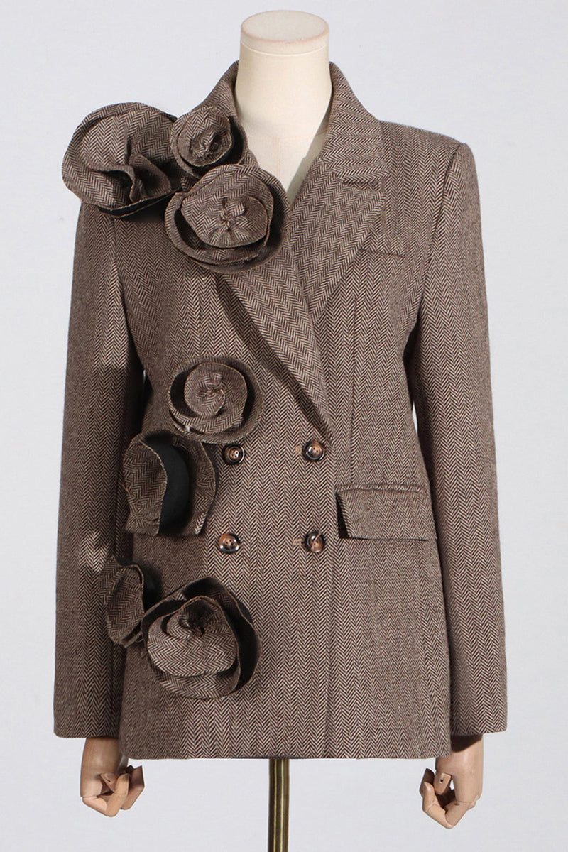 Brigitte Von Schönfels Fischgrat-Tweed-Blazer (Braun/Beige