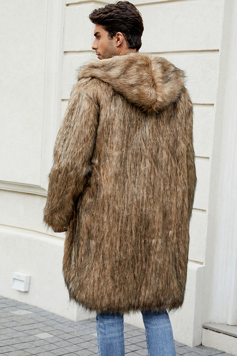 Herren Kunstpelz Teddy Mantel Revers Winter Warmes  Produktbild-Vorschau 10