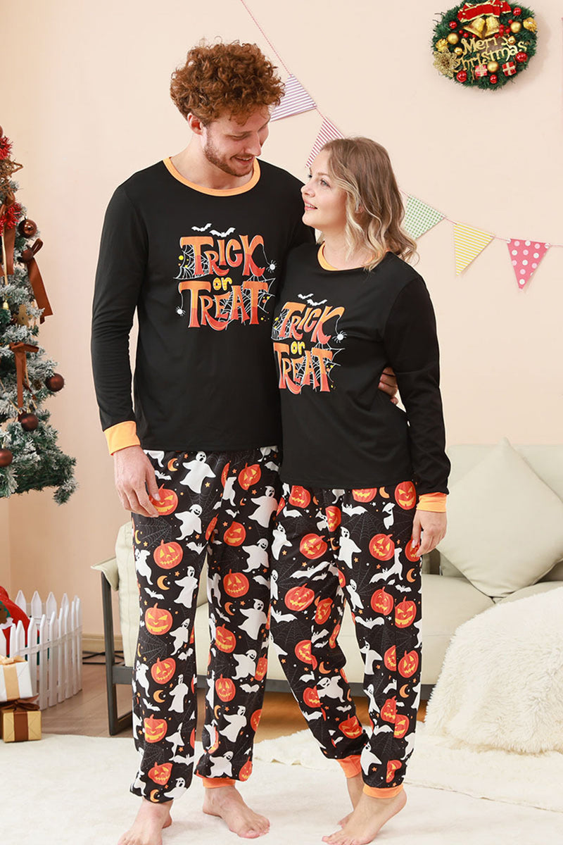 Halloween Schlafanzug Damen Set - 2-teiliger Pyjama Mit Geister & Kürbis Print