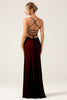 Laden Sie das Bild in den Galerie-Viewer, Etui Schwarzes rotes Brautjungfernkleid mit Schnürung