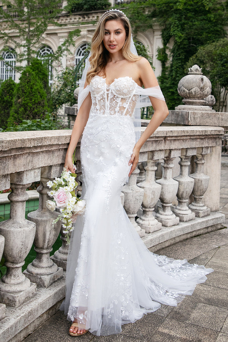 Damen Trägerloses Korsett Basque Taille Hochzeitskleid – Luxuriöses Brautkleid