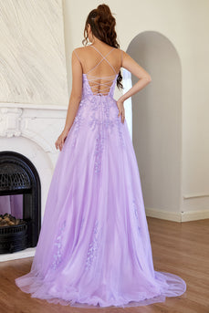 Elegantes Lavendel A-Linie Ballkleid