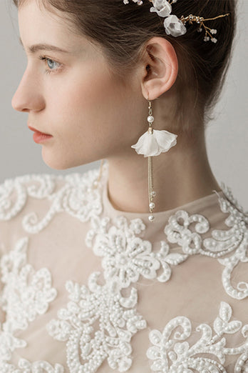 Perlenblume Braut Stirnband Ohrringe