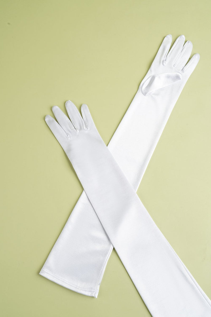 Laden Sie das Bild in den Galerie-Viewer, Weiß 1920er Party Lange Handschuhe