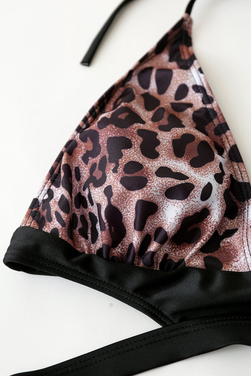 Laden Sie das Bild in den Galerie-Viewer, Schnürung braun Leopard Badeanzug