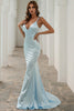 Laden Sie das Bild in den Galerie-Viewer, Meerjungfrau V-Ausschnitt einfache Abendkleid