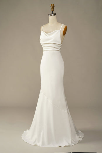 Weißes Meerjungfrau lange Hochzeitskleid