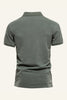Laden Sie das Bild in den Galerie-Viewer, Klassisches Graugrün Normale Passform Kragen Kurzarm Herren Poloshirt