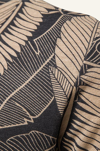 Braune Normale Passform Kragen Blätter bedrucktes Herren Poloshirt