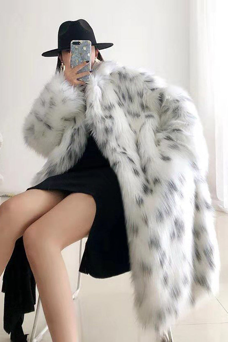 Zapaka Frauen Weiß Überdimensioniert Revers Lange Kunstfell Pelz Shearling  Mantel – ZAPAKA DE