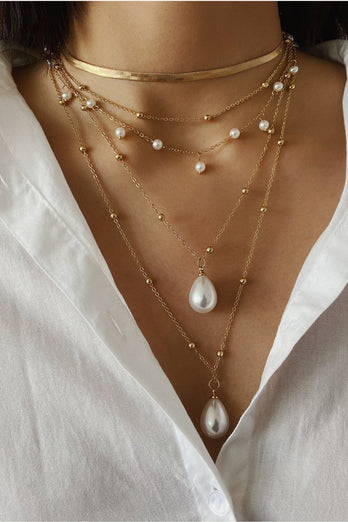 Wassertropfen Perlenanhänger Halskette