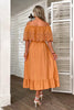 Laden Sie das Bild in den Galerie-Viewer, Orange Aushöhlen Maxi Boho Kleid