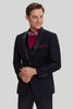 Laden Sie das Bild in den Galerie-Viewer, Schwarzer Herren 3-teiliger Slim Fit Schal Revers Anzug