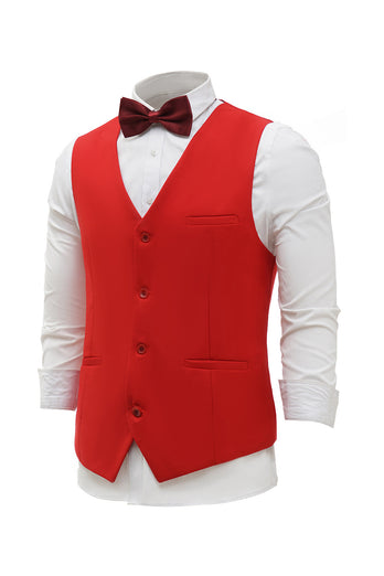 Rotes einreihiges Schal Revers Herren Anzug Weste