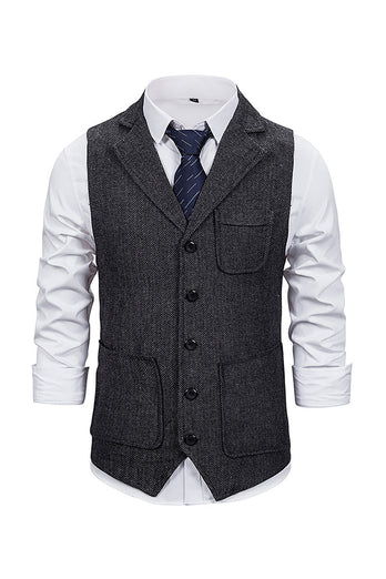 Brauner Tweed Einreihiges gekerbtes Revers Herren Anzug Weste