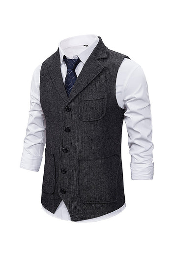 Brauner Tweed Einreihiges gekerbtes Revers Herren Anzug Weste