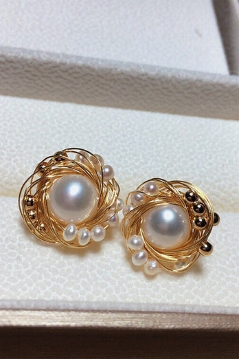 Natürliche Perlen Metall Ohrringe