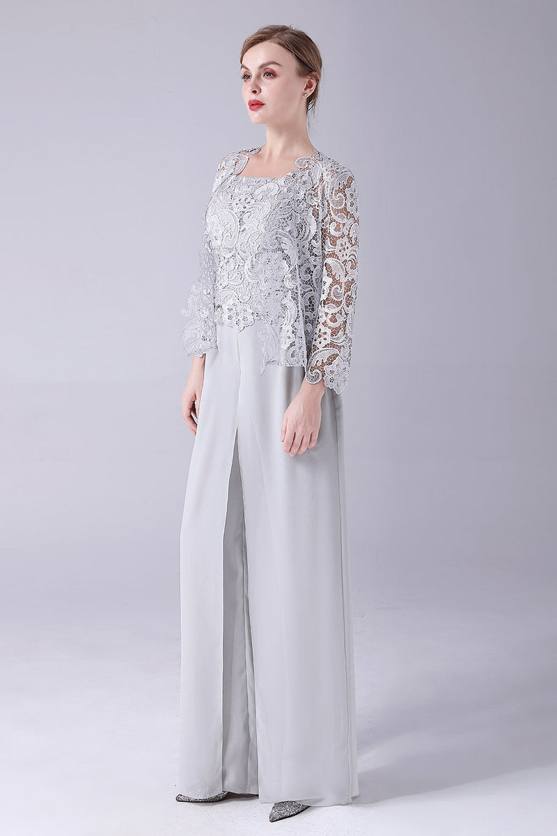 Dames moeder van de bruid broek pakken 3 stuks chiffon lange outfit Dames moeder van de bruid broek pakken 3 stuks chiffon lange outfit