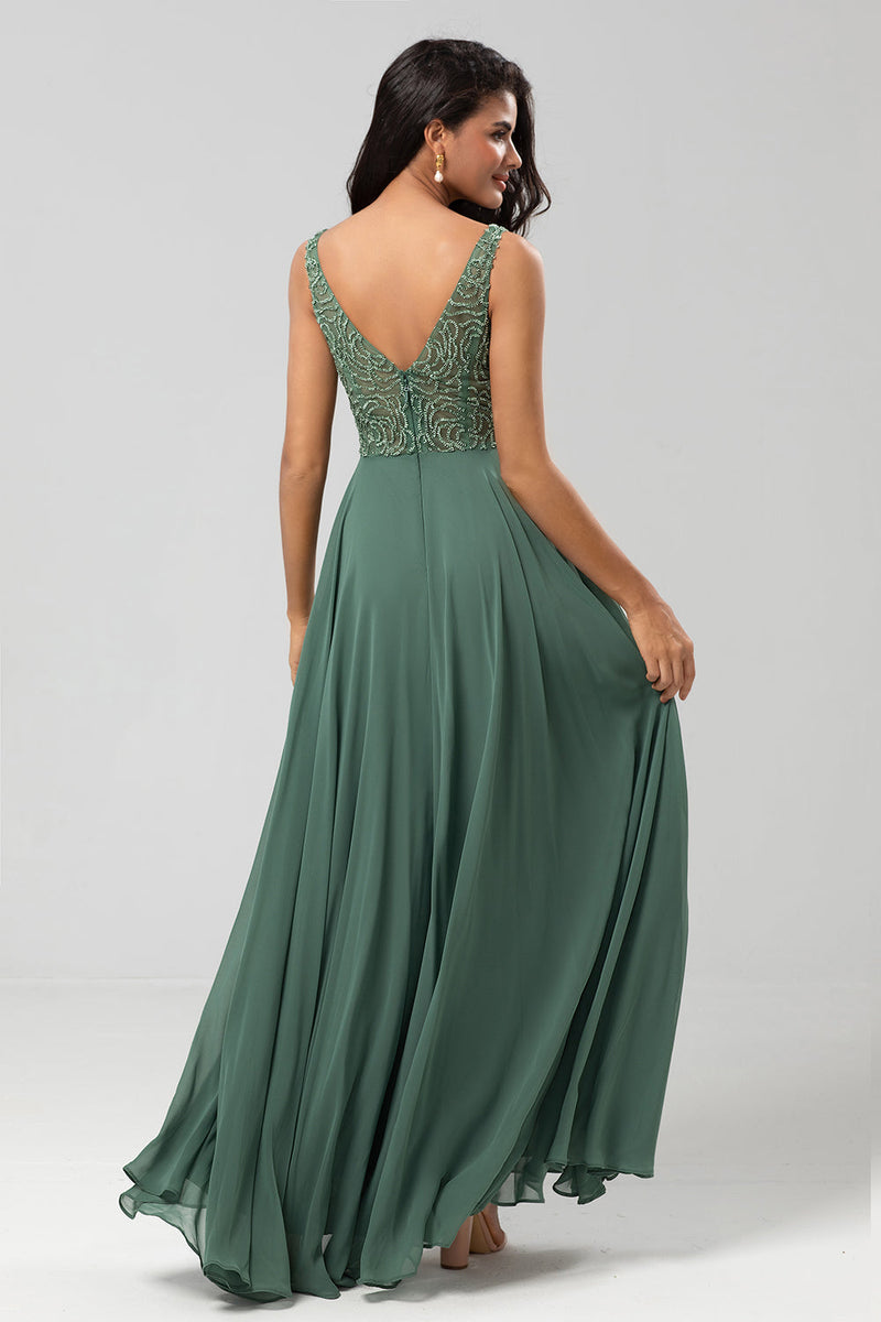 Produktbild von Staubiger Lavendel Brautjungfernkleid A-Linie Chiffon Träger