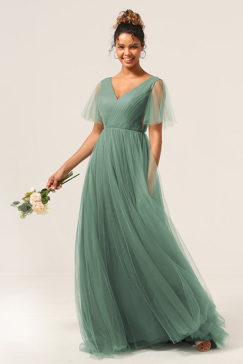 Kleid Eukalyptus Grun Lang