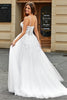 Laden Sie das Bild in den Galerie-Viewer, Weißes Korsett A-Linie Langes Tüll Brautkleid mit Schlitz