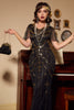Laden Sie das Bild in den Galerie-Viewer, Pailletten Schwarz Langes Kleid aus den 1920er Jahren