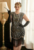 Laden Sie das Bild in den Galerie-Viewer, Goldene Pailletten Übergröße 1920er Jahre Gatsby Kleid mit 20er Jahre Zubehör Set