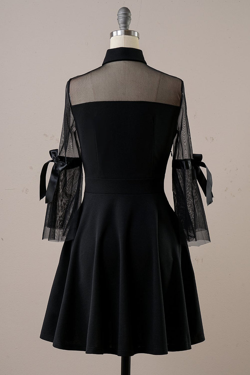 Laden Sie das Bild in den Galerie-Viewer, Schwarz Halloween Vintage Kleid