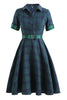 Laden Sie das Bild in den Galerie-Viewer, Grün Plaid 1950er Jahre Kleid
