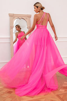 Pink Abnehmbare Schleppe Ballkleid