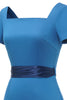 Laden Sie das Bild in den Galerie-Viewer, Blaues 1960er Jahre Bodycon Kleid mit Bowknot