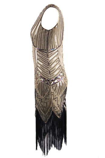 Gold Glitzer Franse 1920er Flapper Kleid