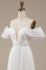 Laden Sie das Bild in den Galerie-Viewer, Elfenbein Boho Chiffon Brautkleid mit Rüschen