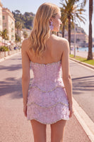 Laden Sie das Bild in den Galerie-Viewer, Sweetheart Rosa Bodycon Kurzes Abendkleid mit Strasssteinen
