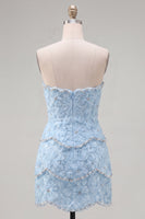 Laden Sie das Bild in den Galerie-Viewer, Sweetheart Rosa Bodycon Kurzes Abendkleid mit Strasssteinen