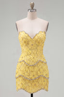 Laden Sie das Bild in den Galerie-Viewer, Sweetheart Rosa Bodycon Kurzes Abendkleid mit Strasssteinen