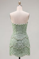 Laden Sie das Bild in den Galerie-Viewer, Sweetheart Rosa Bodycon Kurzes Abendkleid mit Strasssteinen