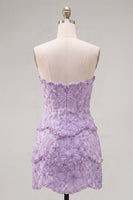 Laden Sie das Bild in den Galerie-Viewer, Sweetheart Rosa Bodycon Kurzes Abendkleid mit Strasssteinen