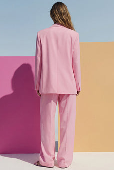 Rosa 2-teilige Einreihige Damenanzüge aus Satin mit Taschen