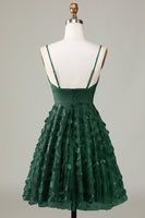 Laden Sie das Bild in den Galerie-Viewer, A-Linie Spaghettiträger Kurzes Brautjungfernkleid mit Applikationen