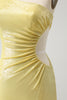 Laden Sie das Bild in den Galerie-Viewer, Stilvolles gelbes figurbetontes kurzes Abiballkleid mit einer Schulter und Aushöhlung
