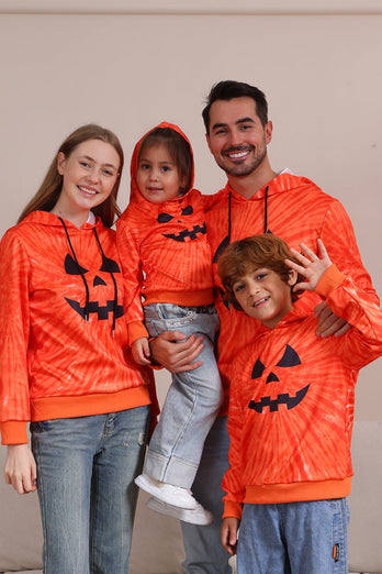 Orange Halloween Familienanzug Langärmeliges Kapuzensweatshirt