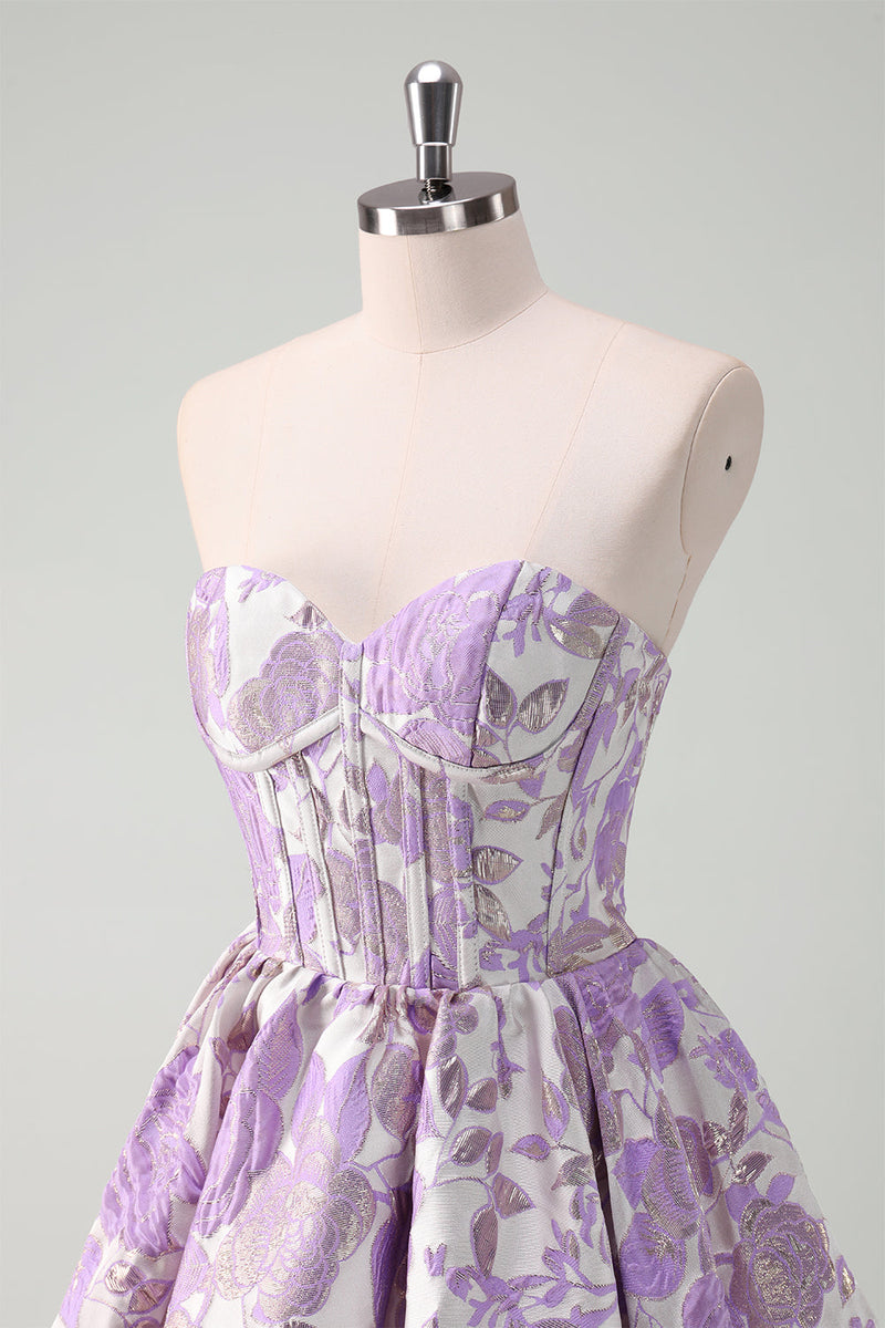 Laden Sie das Bild in den Galerie-Viewer, Blaues A-Linie Herzausschnitt Kurzes Korsett Cocktailkleid