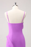 Laden Sie das Bild in den Galerie-Viewer, Tahiti Spaghettiträger mit Rüschen Chiffon Langes Brautjungfernkleid mit Schlitz