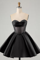 Laden Sie das Bild in den Galerie-Viewer, Süßes fuchsia A-Linie Herzausschnitt Korsett Cocktailkleid mit Perlenstickerei