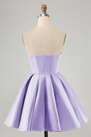 Laden Sie das Bild in den Galerie-Viewer, Süßes fuchsia A-Linie Herzausschnitt Korsett Cocktailkleid mit Perlenstickerei