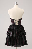 Laden Sie das Bild in den Galerie-Viewer, Funkelndes Schwarz Rosa gestuftes Cocktailkleid mit Perlen