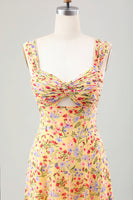 Laden Sie das Bild in den Galerie-Viewer, Gelbe Blume A Linie Korsett Hochzeitsgastkleid