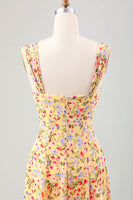 Laden Sie das Bild in den Galerie-Viewer, Gelbe Blume A Linie Korsett Hochzeitsgastkleid